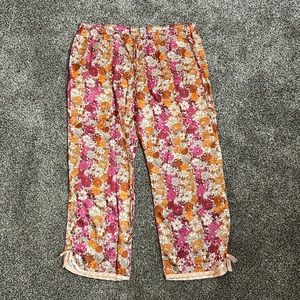 Old Navy Retro‎ 2000s Satin Floral Pajama Pants Pink Orange